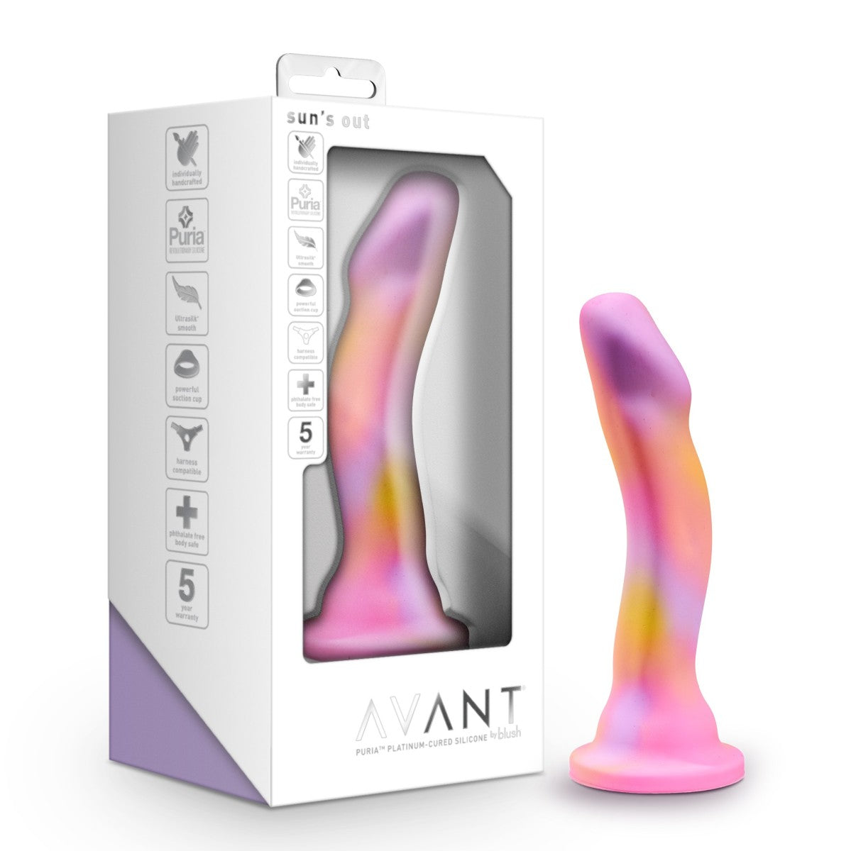Blush Avant | Sun's Out Pink: Artisan 7 Inch Curved P-Spot / G-Spot Dildo with Suction Cup Base